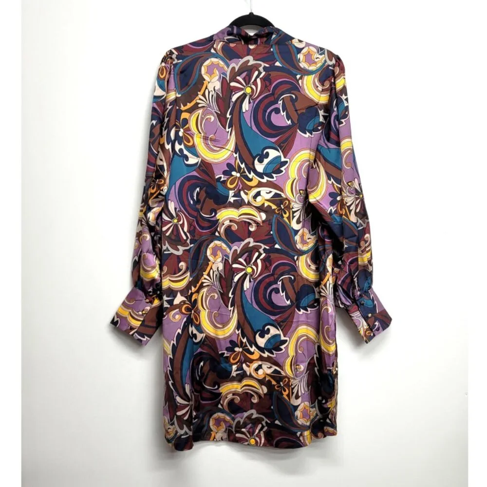 NWT City Chic Retro Long Sleeve Tie Neck Shirt Dress 20